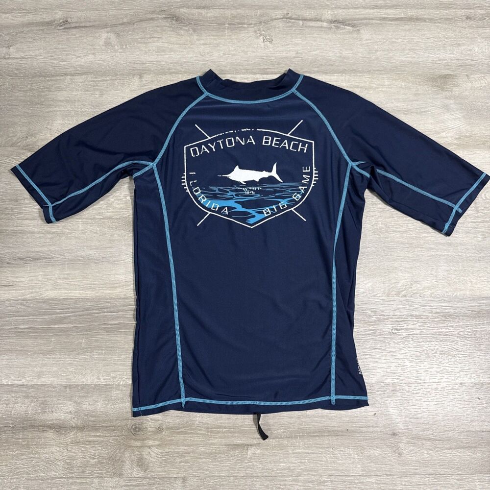 Banana Boat Daytona Beach Florida Shirt UPF 50+ Rash Guard Men's Large Blue